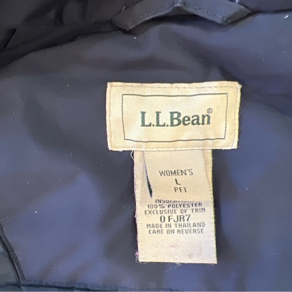 Vintage LL Bean Winter Coat Parka Womens Large Petite Lined Hooded Navy Warm - Picture 8 of 13